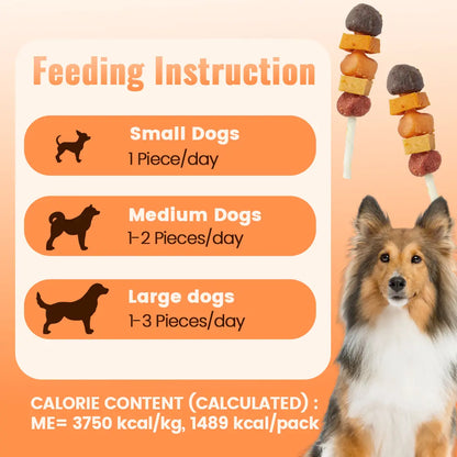 「Buy 1 Get 1 Free」(397G Only) Jungle Calling Chicken, Duck, Beef, Sweet Potato & Pumpkin Kabob Dog Treats, Multi-Flavor Dog Chews, Rawhide Sticks, Chew Sticks, Kabob Treats, Pet Snacks, Reward Treats, Training Treats, Dog Snack Sticks,